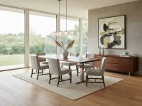 Organic Natural Wood dining Table: Some lifestyle images are created with AI for visualization purposes. Crafted from natural solid wood, each piece is unique and will vary.