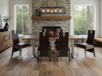 Modern Rustic Dining Table: Some lifestyle images are created with AI for visualization purposes. Crafted from natural solid wood, each piece is unique and will vary.