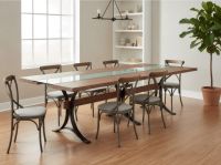 Contemporary Dining Table: Some lifestyle images are created with AI for visualization purposes. Crafted from natural solid wood, each piece is unique and will vary.