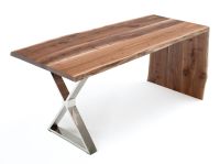 Contemporary Wood Desk - Black Walnut - Waterfall - Natural Clear