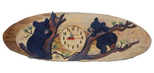 Black Bear Cub Rustic Wood Wall Clock