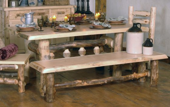 Yellowstone Rustic Aspen Log Bench Light Aspen in Clear Finish