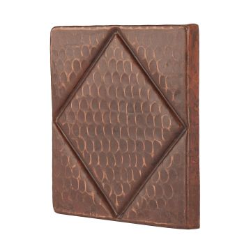 4" Square Diamond Oil Rubbed Bronze Hammered Copper Tile