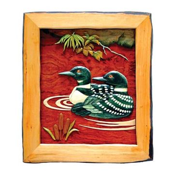 Swimming Loons Wood Art