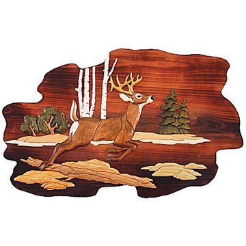 Jumping Deer Rustic Wood Art