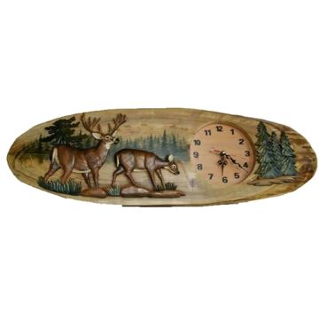Hand-Crafted 3D Wall Art Clock-Grazing Buck and Doe