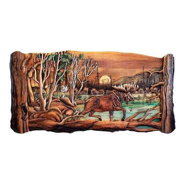 Moose in Woods Wood Art