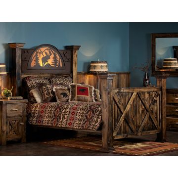 Barnwood Moose Silhouette Bed