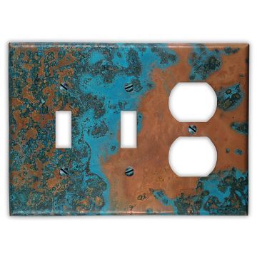 Azul 2 Toggle 1 Outlet Copper Switch Plate