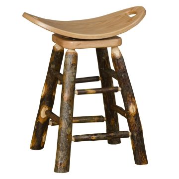 Hickory Log Swivel Saddle Stool