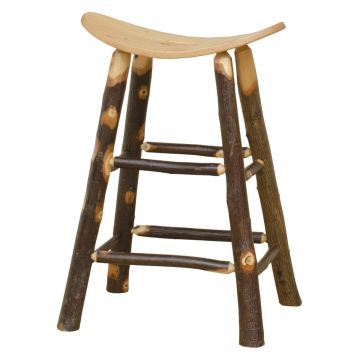 Hickory Log Saddle Stool