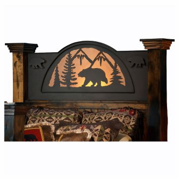 Barnwood Bear Silhouette Backlit Headboard