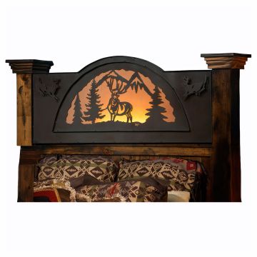 Barnwood Deer Silhouette Backlit Headboard