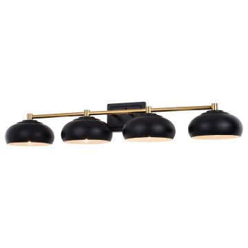 Belmont 4-Light Matte Black and Satin Brass Vanity Light