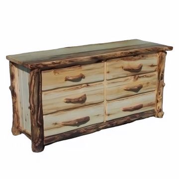 Burl Aspen 6 Drawer Log Dresser
