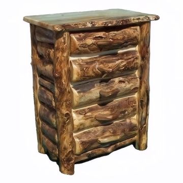 Burl Aspen Log 5 Drawer Chest