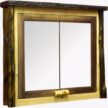 Black Walnut & Rustic Cedar Log Medicine Cabinet