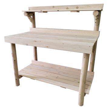 Cedar Log Rustic Potting Table
