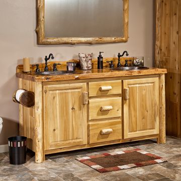 60" Cedar Lake Rustic Washstand in Honey FInish