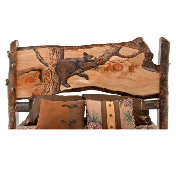 Cub Tree Nap Carved Aspen Log Headboard