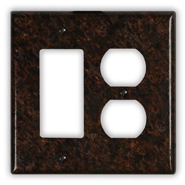 Distressed Dark 1 Rocker/GFI 1 Outlet Copper Switch Plate