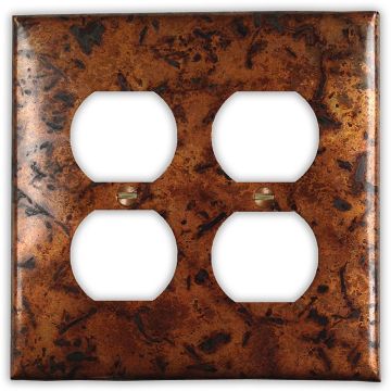  Distressed Medium 2 Outlet Copper Switch Plate