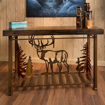 Weathered Wood Top on Elk Sofa Table
