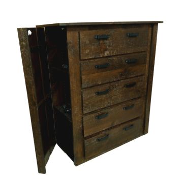Rustic Farmhouse Concealment 5 Drawer Chest in Vintage Whiskey Finish