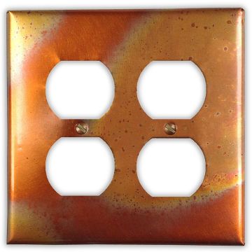 Flamed 2 Outlet Copper Switch Plate