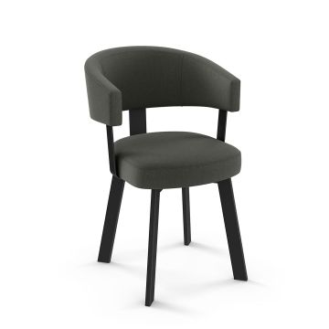 Grissom Contemporary Upholstered Dining Chair - Black Coral Metal Frame Finish - Volcano Fabric Upholstery
