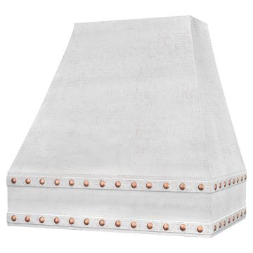 36" Correa Glazed White Hammered Copper 735 CFM Wall Mounted Range Hood