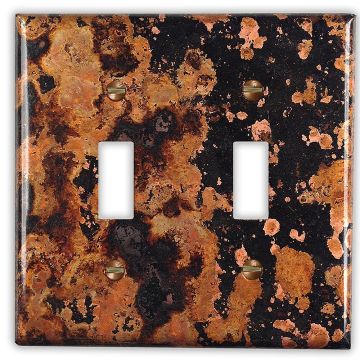 Mottled 2 Toggle Copper Switch Plate