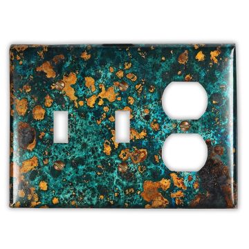 Mystic Topaz 2 Toggle 1 Outlet Copper Switch Plate