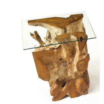 Rustic Natural Teak Root End Table