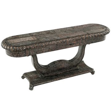 Old World Style Hand Carved Sofa Table - Antique Black