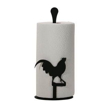 Wrought Iron Rooster Paper Towel Stand