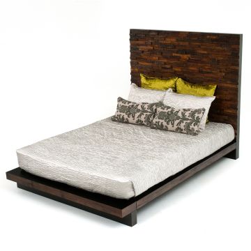 Reclaimed Stacked Wood Platform Bed