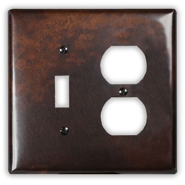 Rustic 1 Toggle 1 Outlet Copper Switch Plate