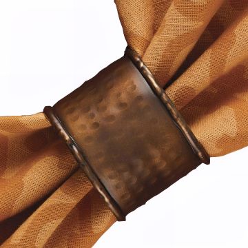 Rustic Hammered Copper Round Cuff Napkin Rings