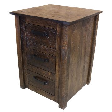 Rustic Mill Barnwood 3 Drawer Nightstand