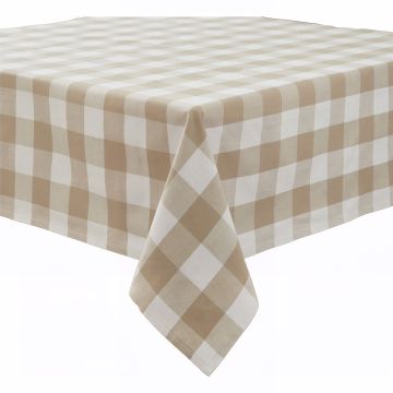 Natural Checkered Square Table Cloth