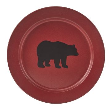 Rustic Black Bear Enamel Dinner Plate