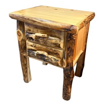Silverleaf Aspen 2 Drawer Log Nightstand with Half Log Drawer Front