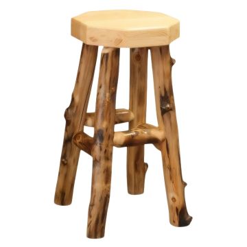Front view of Silverleaf Aspen Log Bar Stool