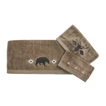 Aztec Bear Towel Set in Mocha