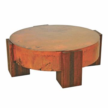 Round Copper Coffee Table with Fresno Base
