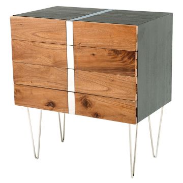 Urban Rustic Mahogany Hairpin Four Drawer Chest - Golden Walnut & Ebony Mahogany