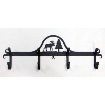 Wrought Iron Moose & Pine Tree Coat Bar