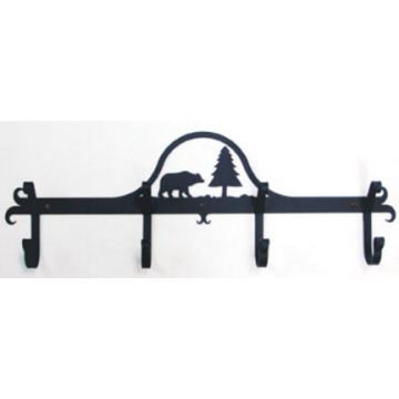 Wrought Iron Bear & Pine Tree Coat Bar