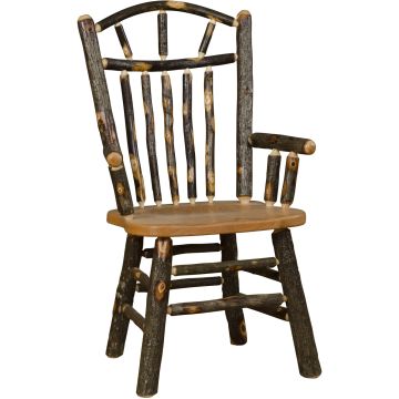 Saranac Rustic Hickory Wagon Wheel Arm Dining Chair